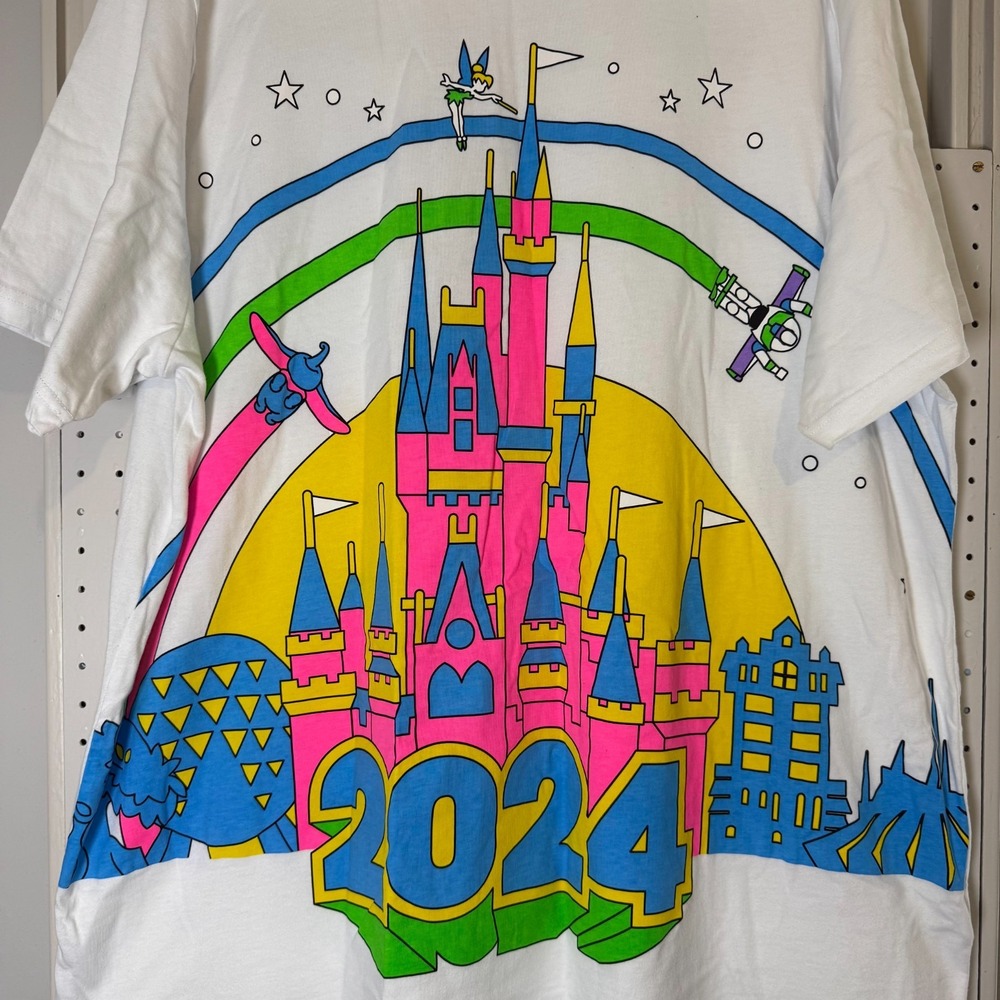 Disney World Parks 2024 Bright Neon Sleeping Beauty's Castle T-Shirt Size‎ 3XL - Picture 3 of 12